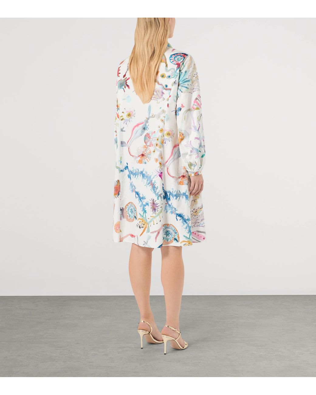 Marina Rinaldi White Cotton Printed Midi Shirt Dress
