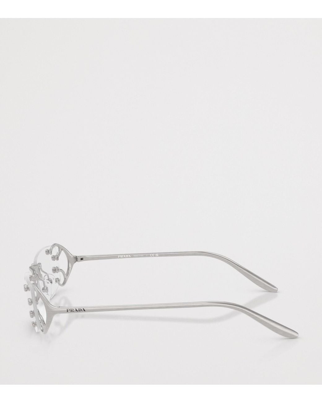 Prada White Metal Rectangular Sunglasses