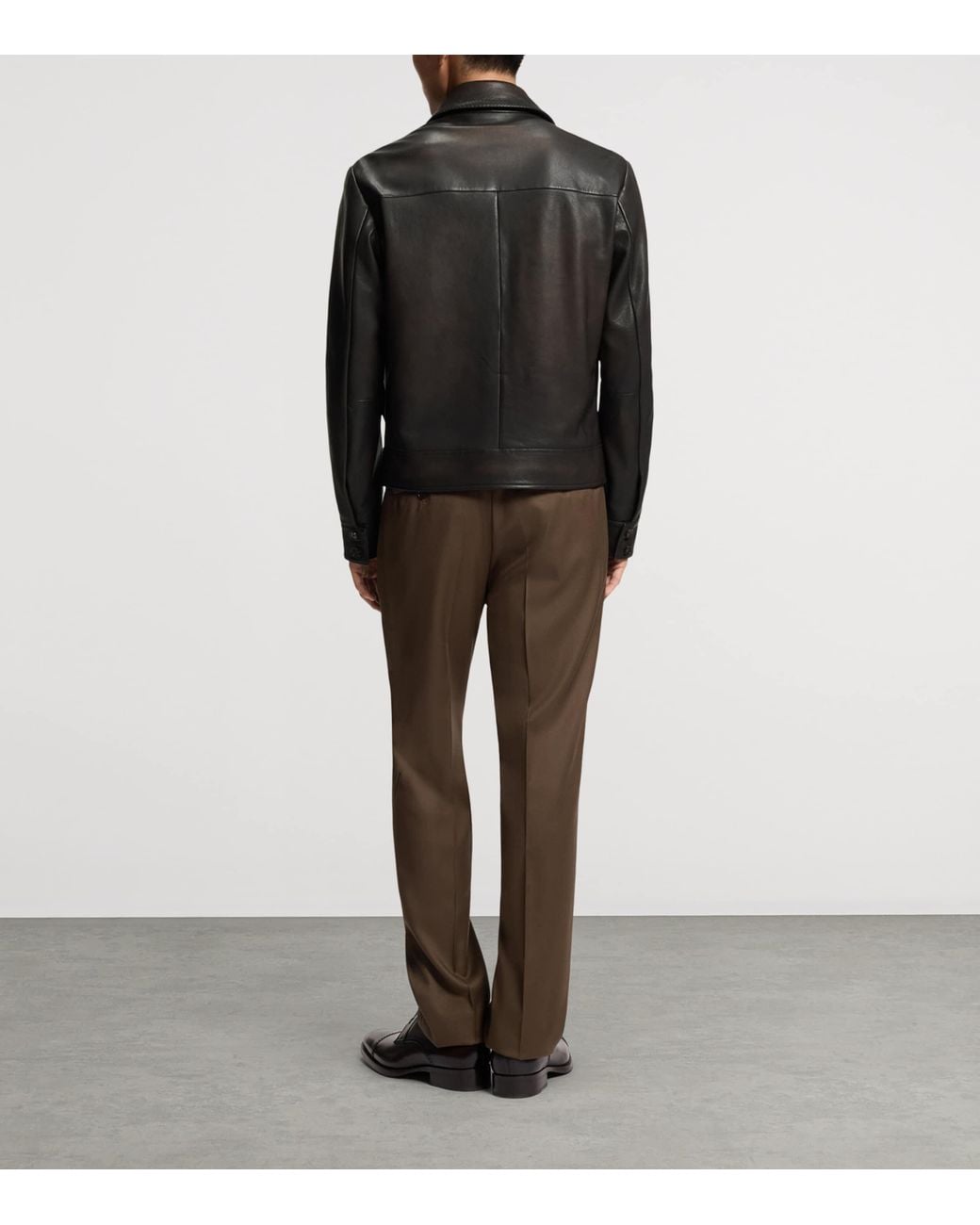 Boss Black Calf Leather Aviator Jacket for men