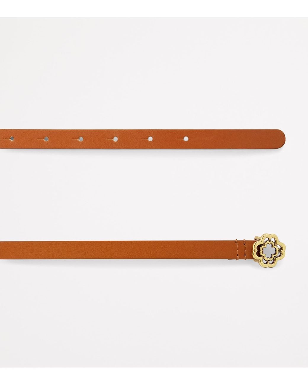 Maje Brown Leather Logo Thin Belt