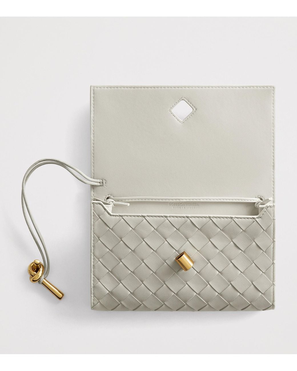 Bottega Veneta White Leather Andiamo Wallet On Strap