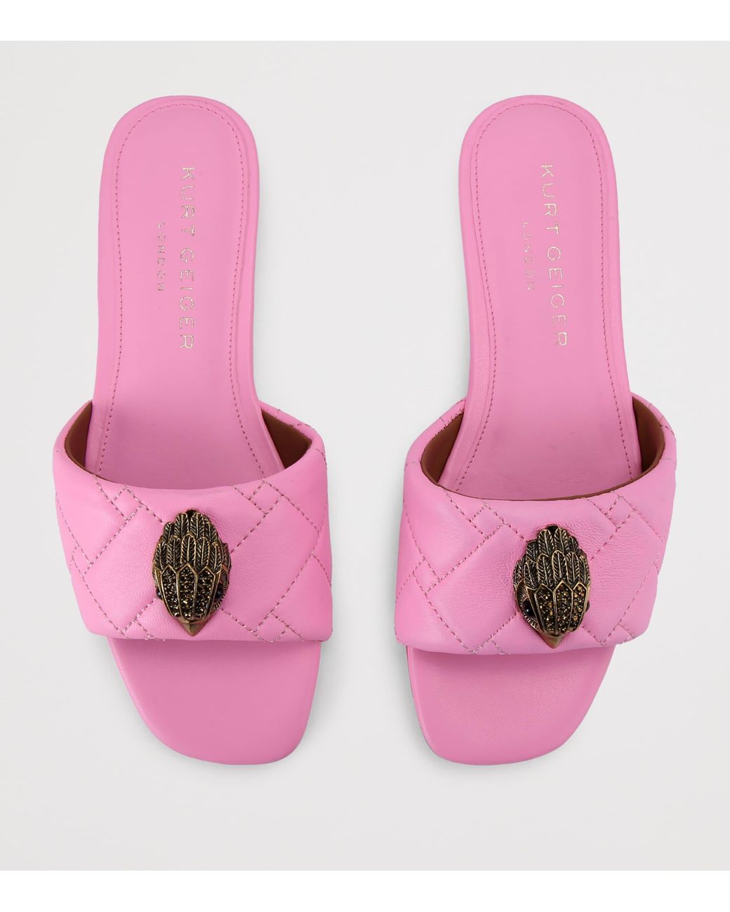 Kurt Geiger Pink Leather Quilted Kensington Sandals
