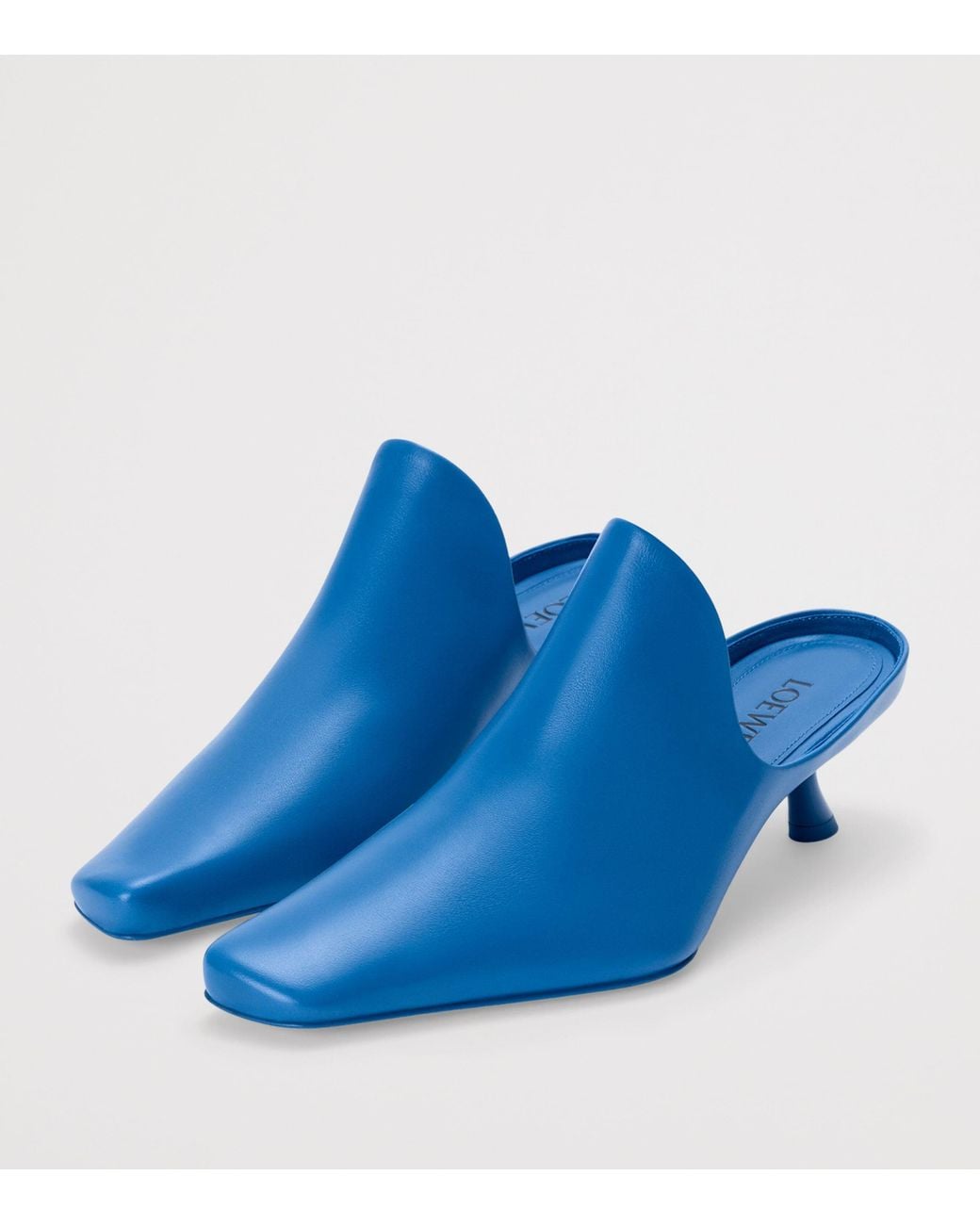 Loewe Blue Lambskin Emily Heeled Mules 45