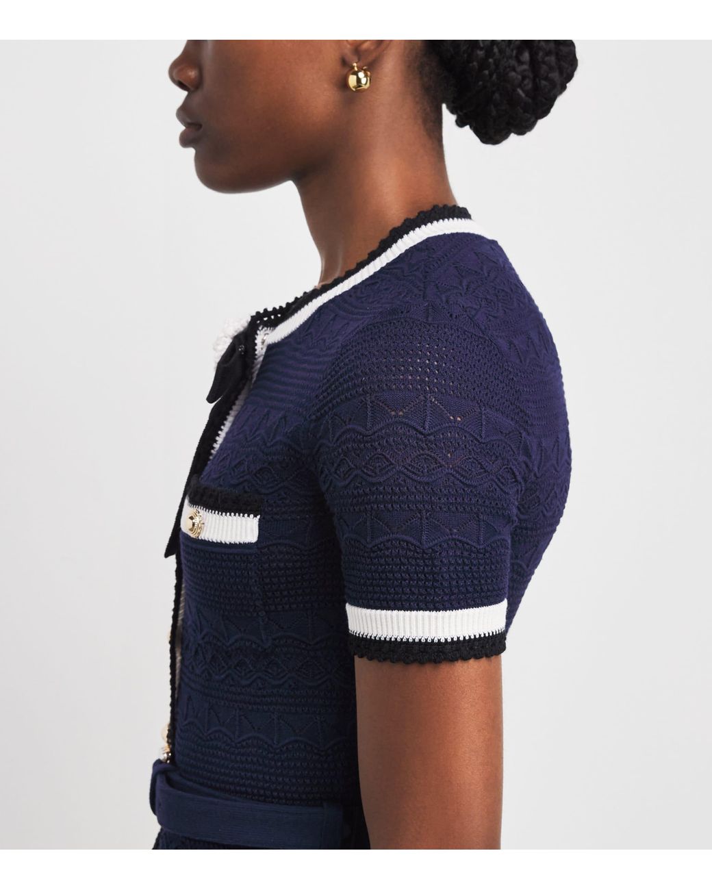 Self-Portrait Blue Knitted Belt Midi Dress