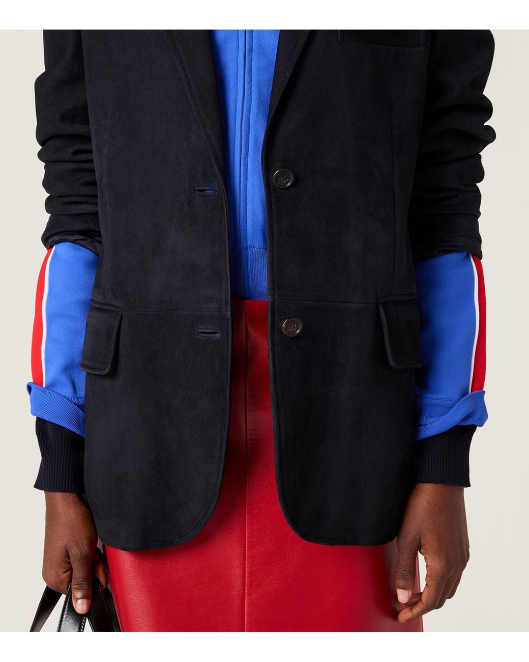 Miu Miu Black Waxed Suede Blazer