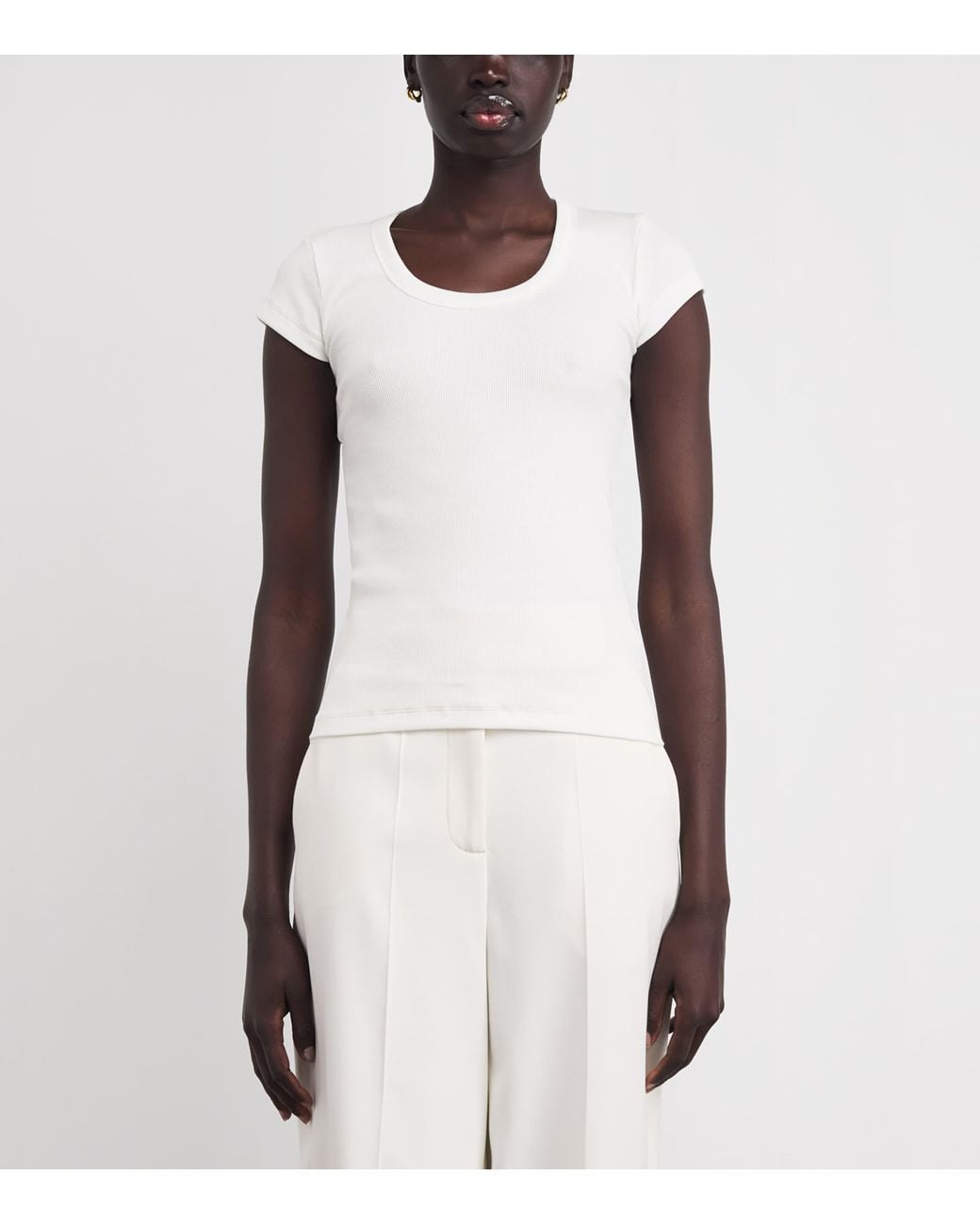 Joseph White Stretch-Cotton Ribbed Saba Top