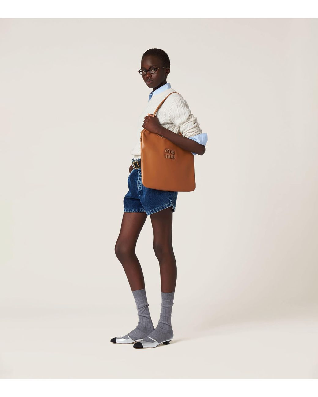 Miu Miu Brown Leather Ivy Tote Bag