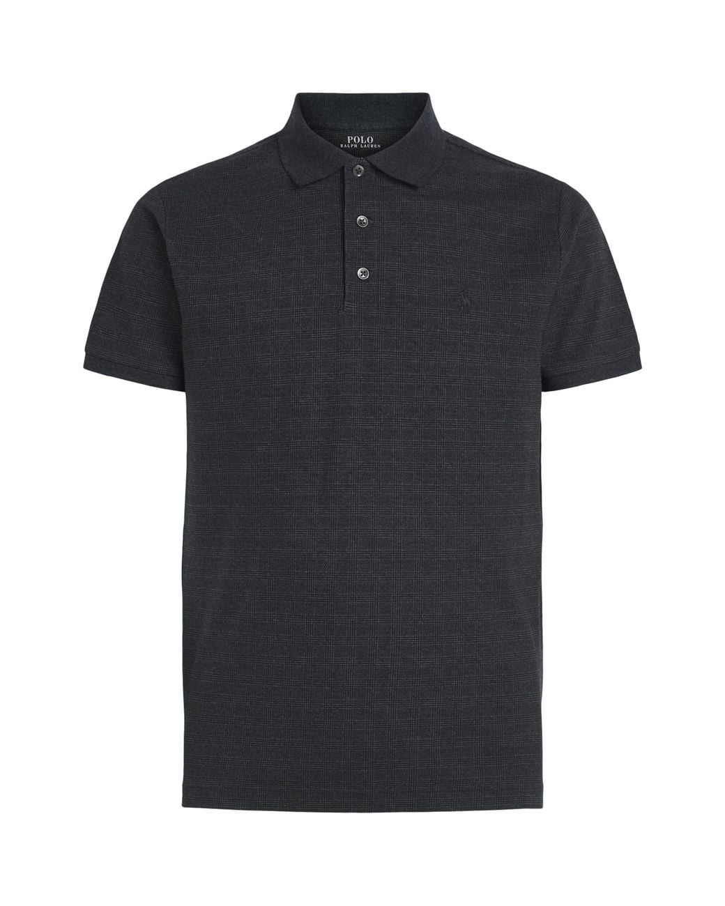 Polo Ralph Lauren Black Stretch-Cotton Check Custom-Slim Polo Shirt for men