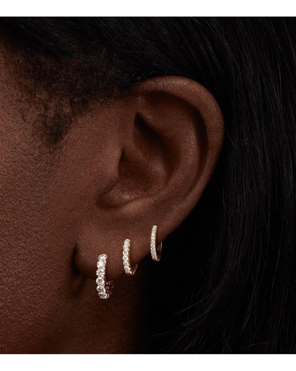Maria Tash White Invisible Set Large Diamond Eternity Hoop Earring