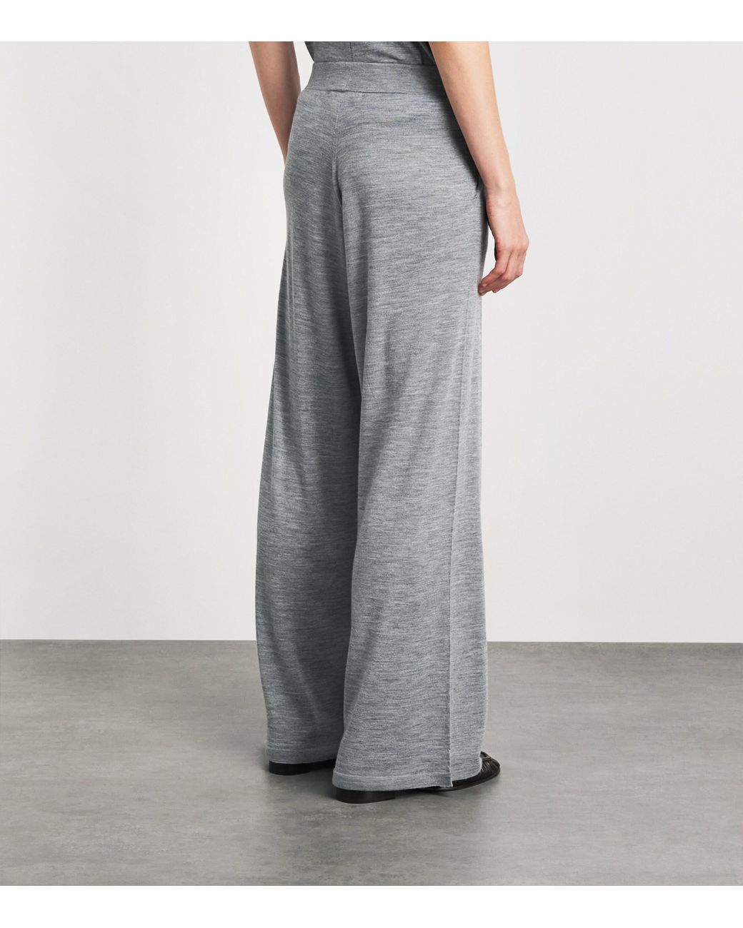 Johnstons Gray Superfine Merino Wool Ina Knitted Trousers