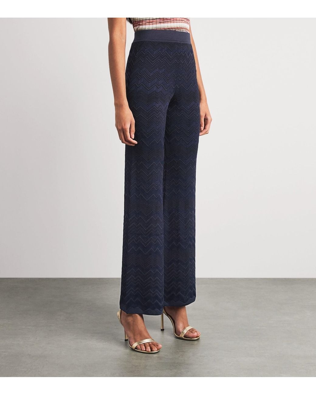 Missoni Blue Zigzag Jacquard Straight Trousers
