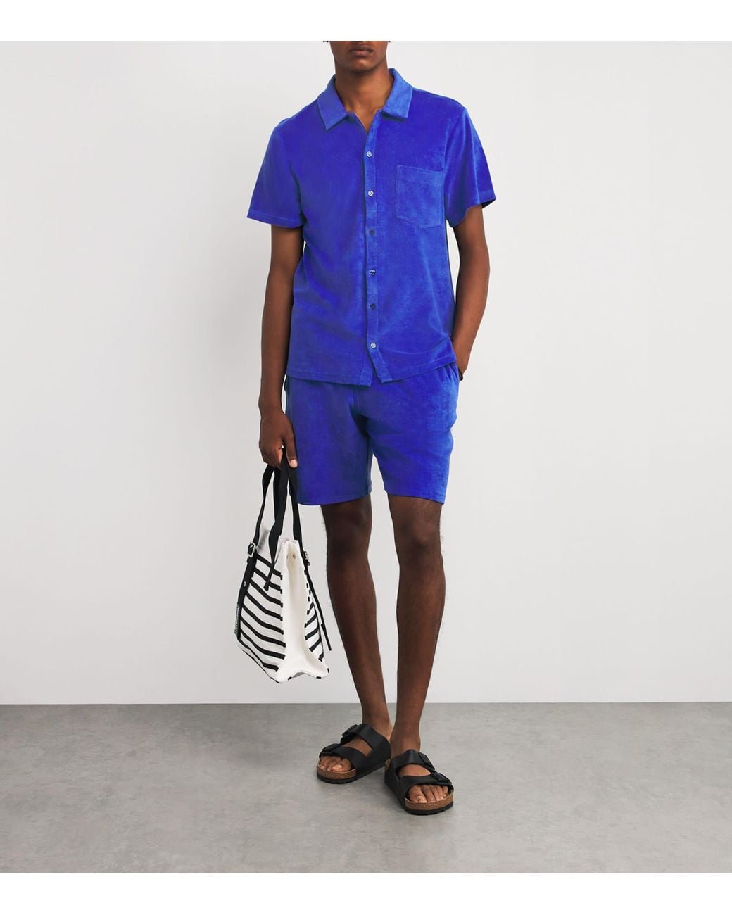 Vilebrequin Blue Cotton-Blend Terry Bolide Bermuda Shorts for men