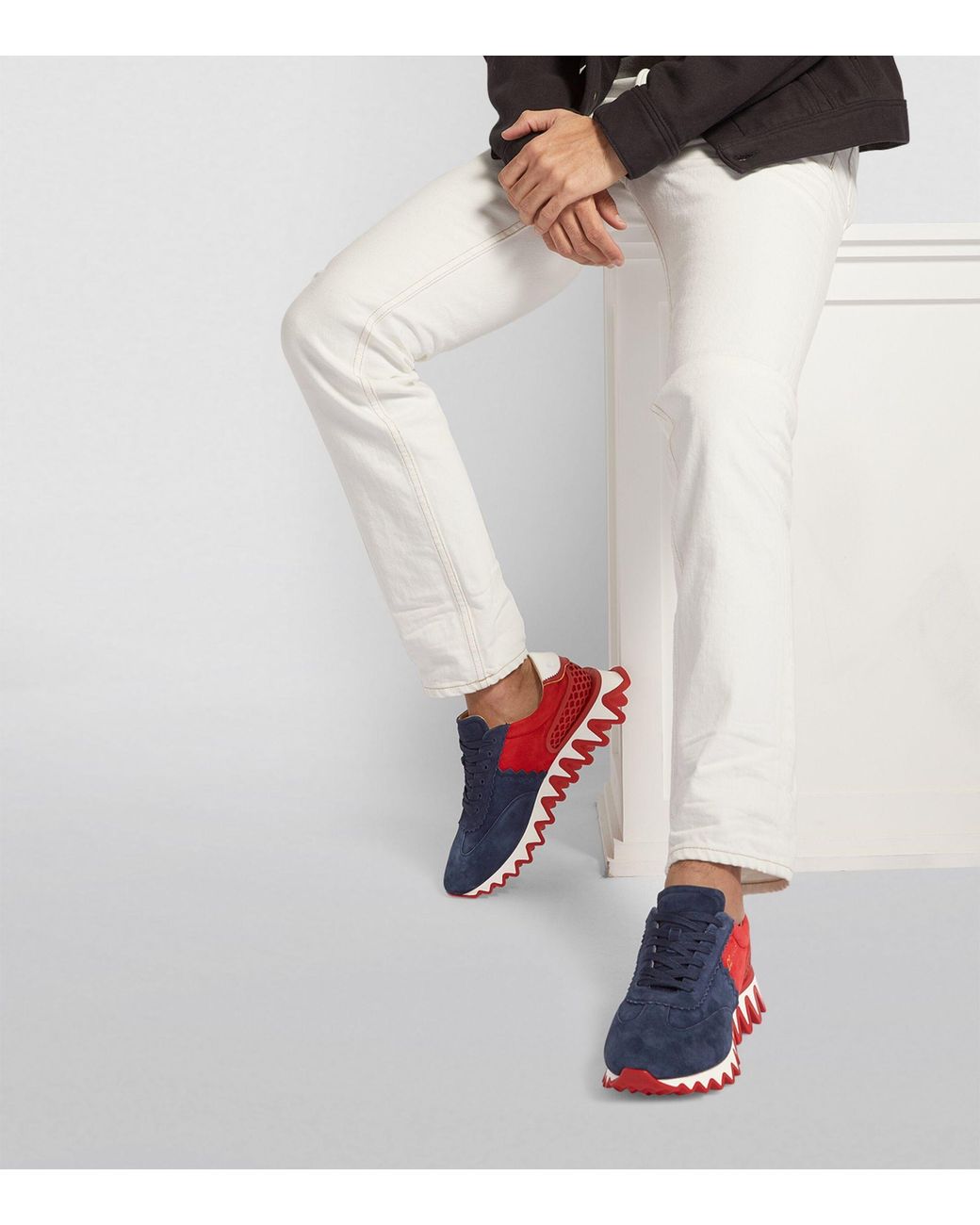 Christian Louboutin Loubishark Suede Sneakers in Blue for Men