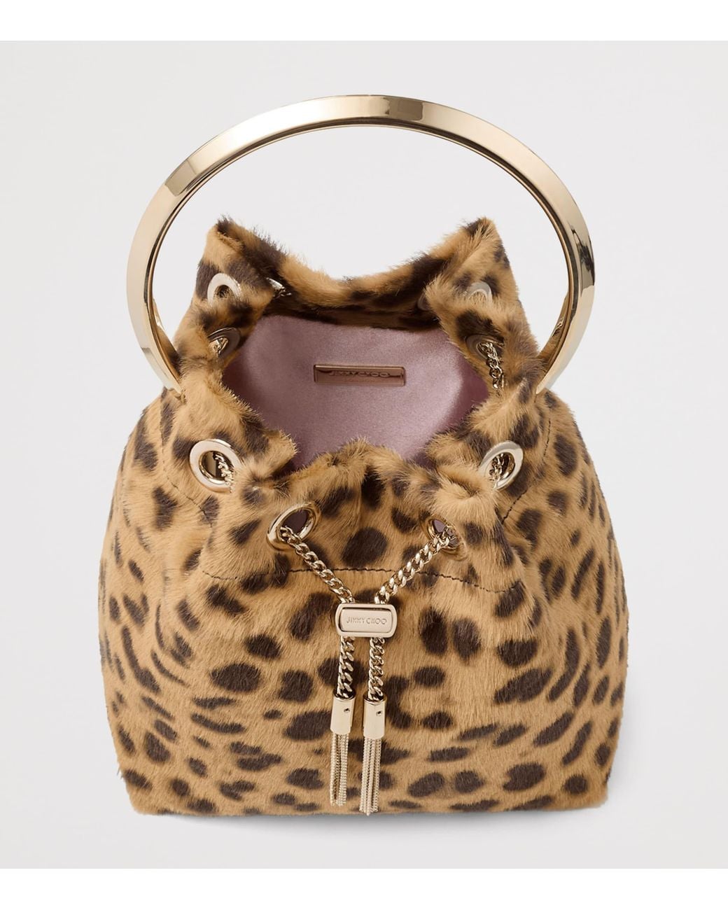 Jimmy Choo Brown Leopard Bon Bon Top-Handle Bag