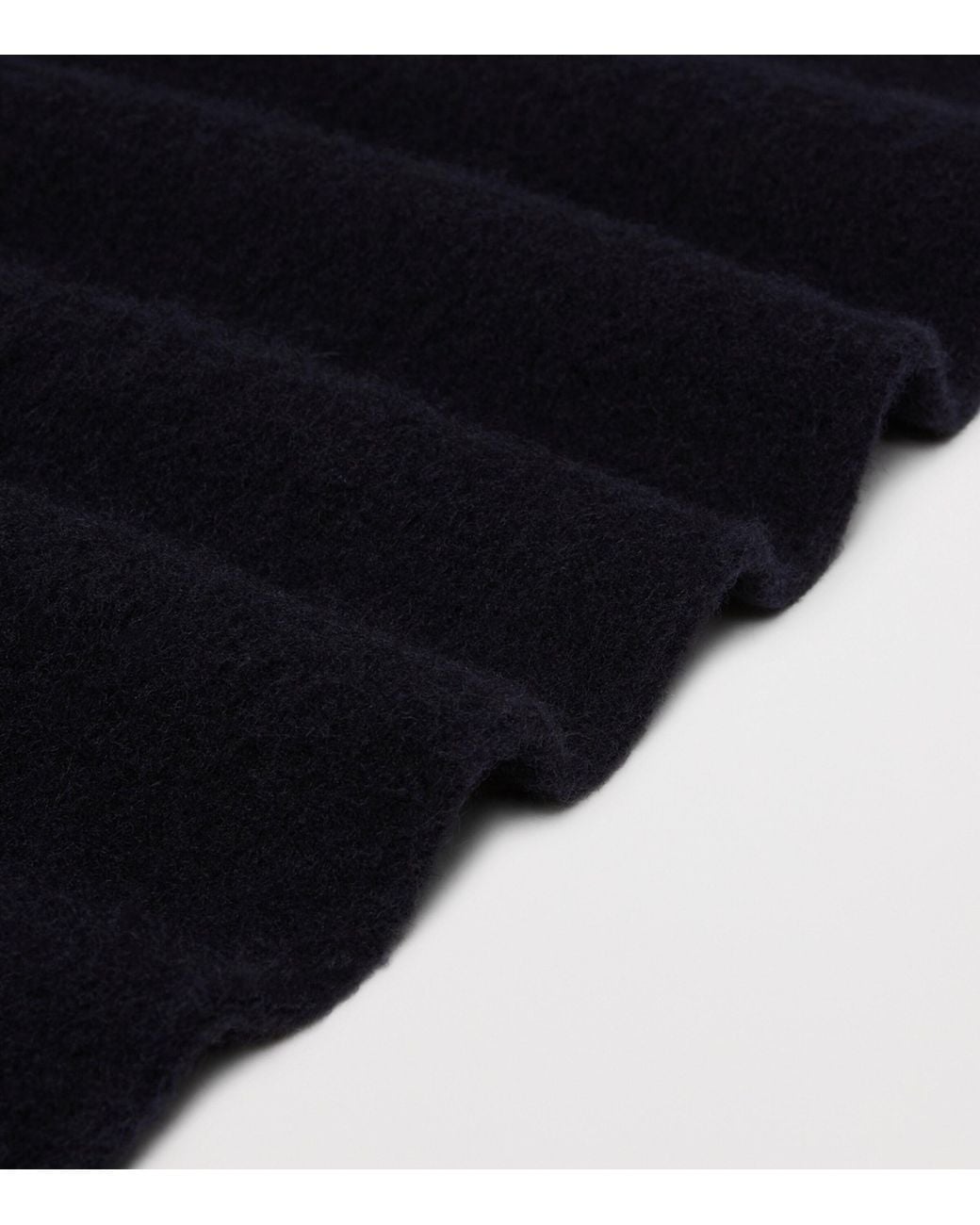 Max Mara Blue Wool Fringed Logo Scarf