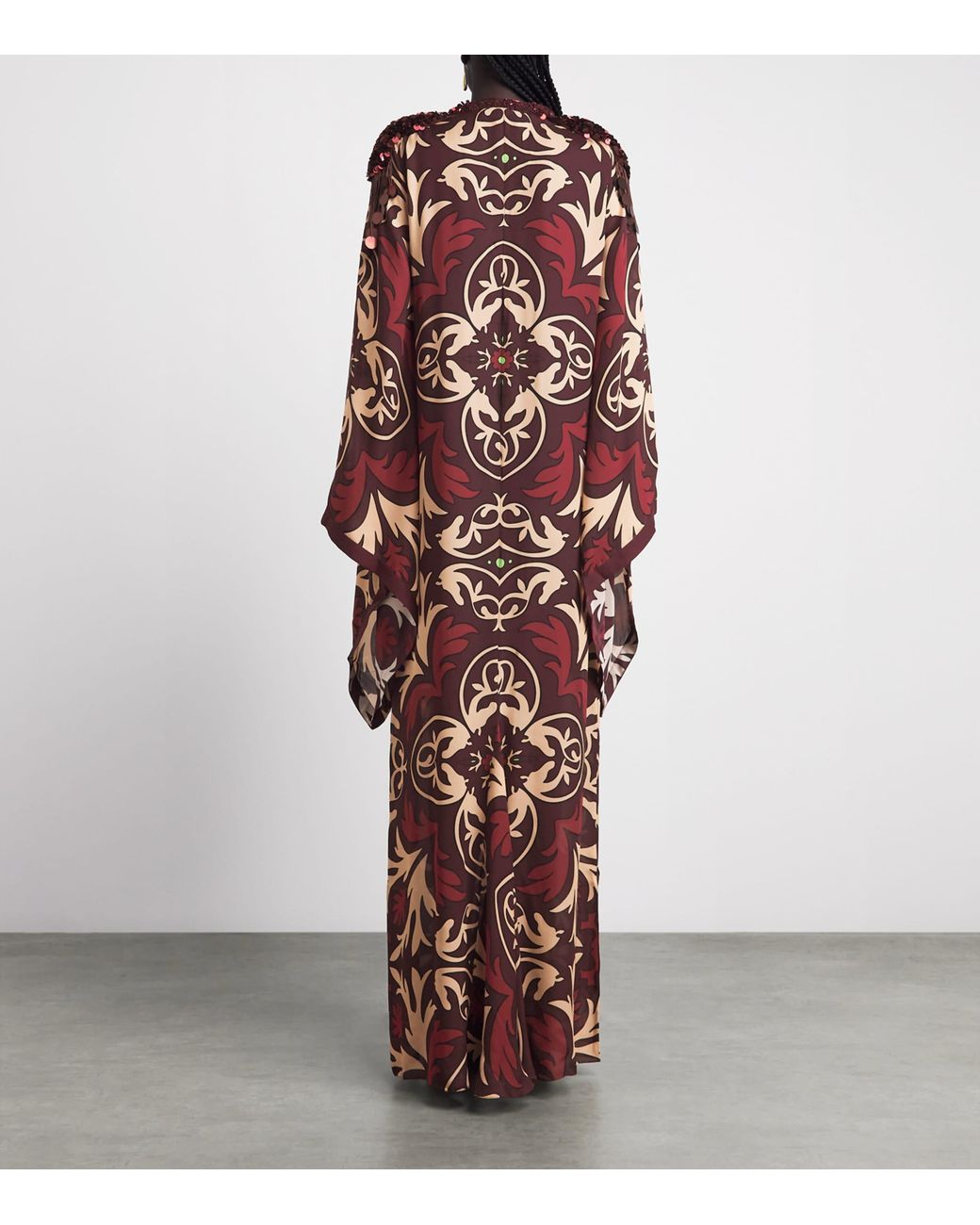 Johanna Ortiz Red Silk One Palm Only Tunic Maxi Dress