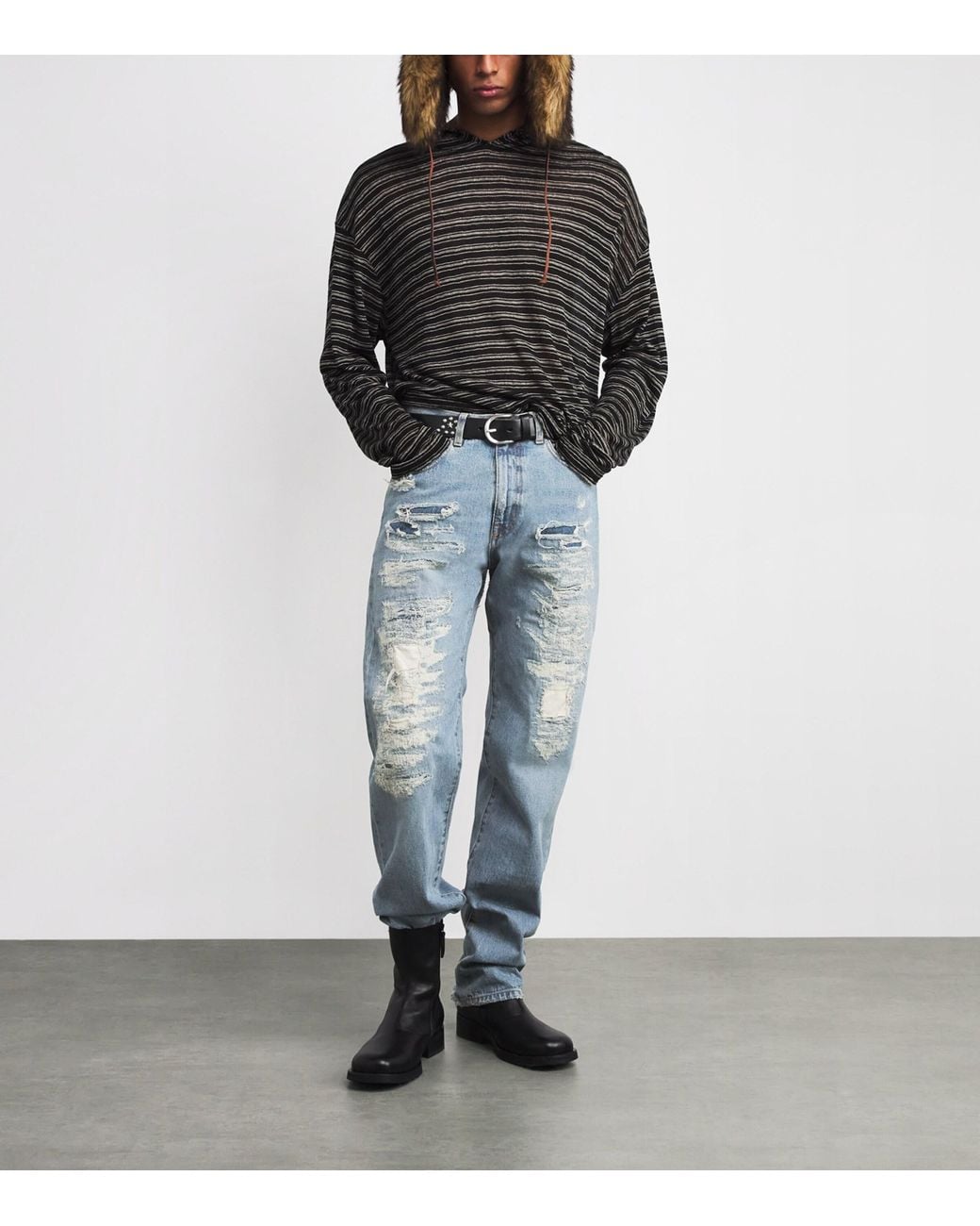 424 Blue Distressed Loose Jeans for men