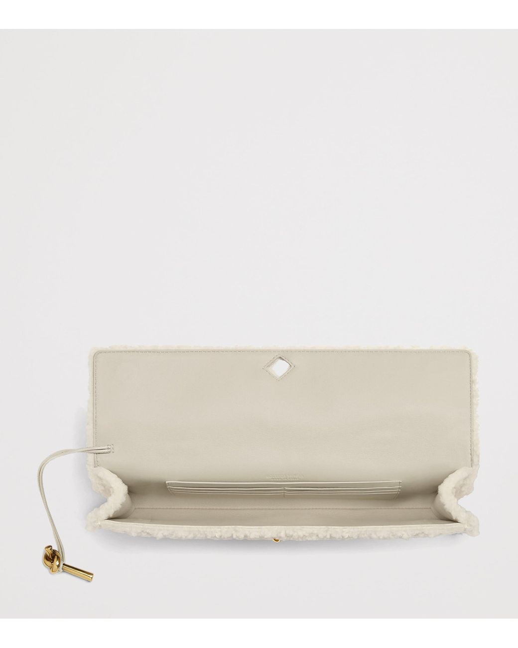Bottega Veneta Natural Shearling Andiamo Clutch Bag