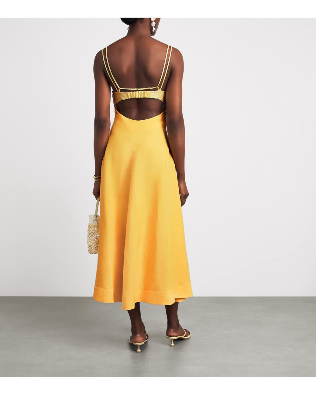 Jonathan Simkhai Yellow Linen-Blend Corabeth Midi Dress