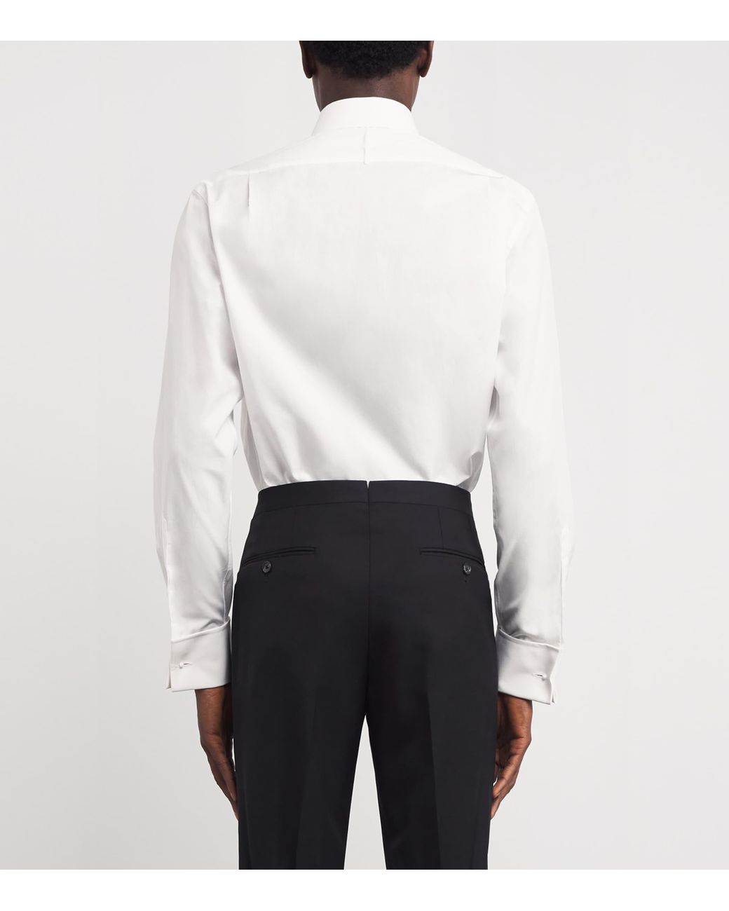 Ralph Lauren White Cotton Tuxedo Dress Shirt for men