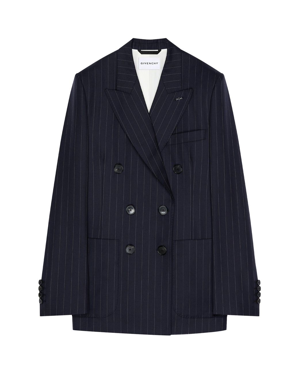 Givenchy Blue Wool Pinstripe Double-Breasted Blazer
