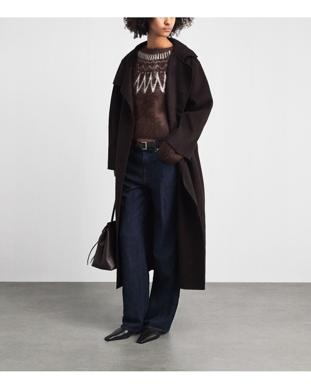 Soft Goat Brown Brushed Cashmere Fair Isle Sweater