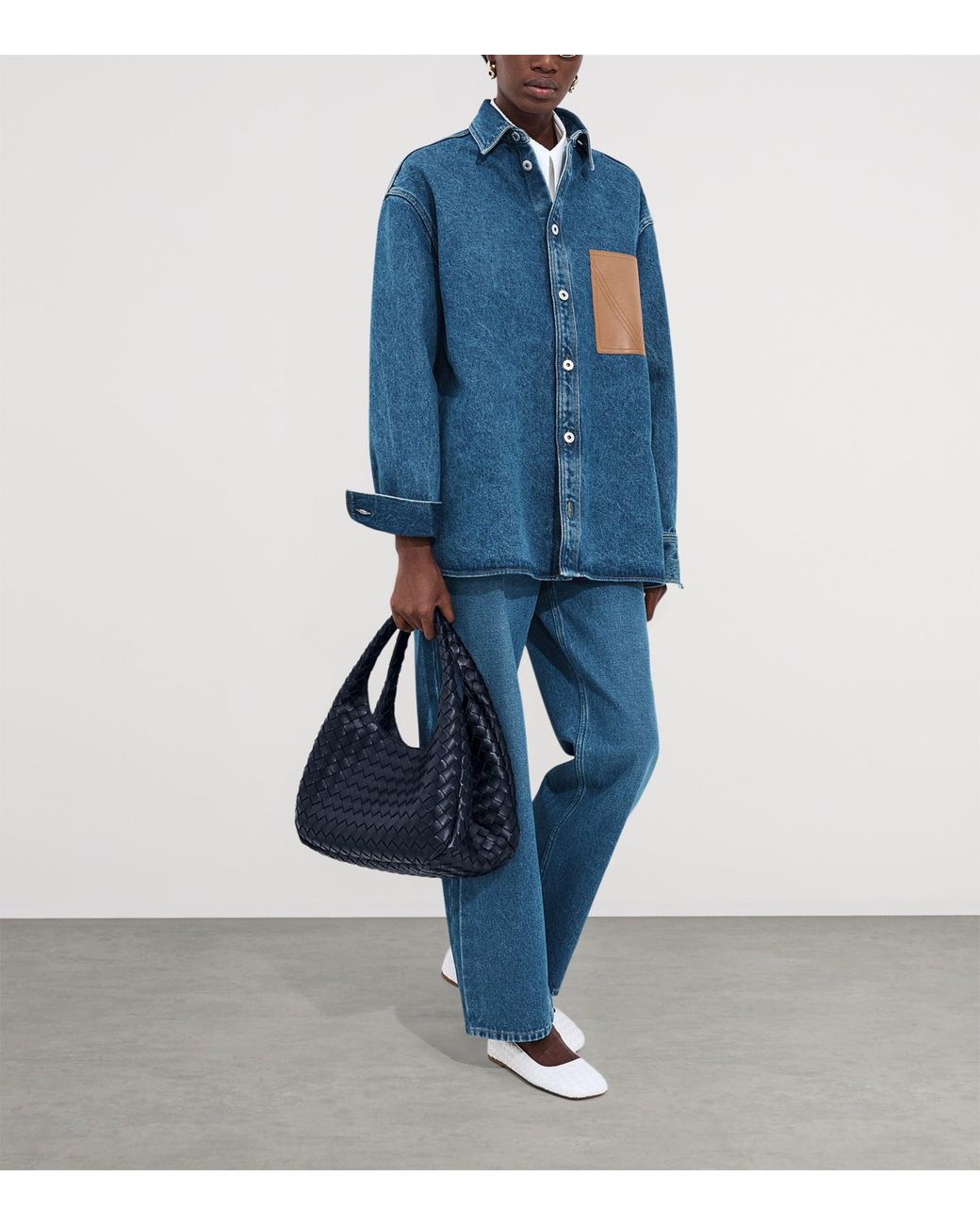 Bottega Veneta Blue Medium Leather Campana Shoulder Bag