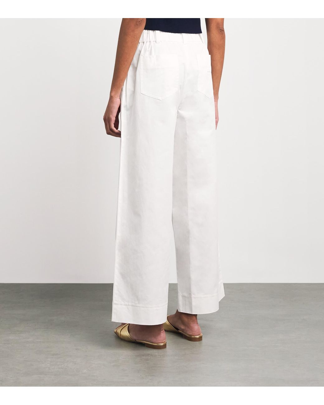 Maje White Cotton Belted Trousers