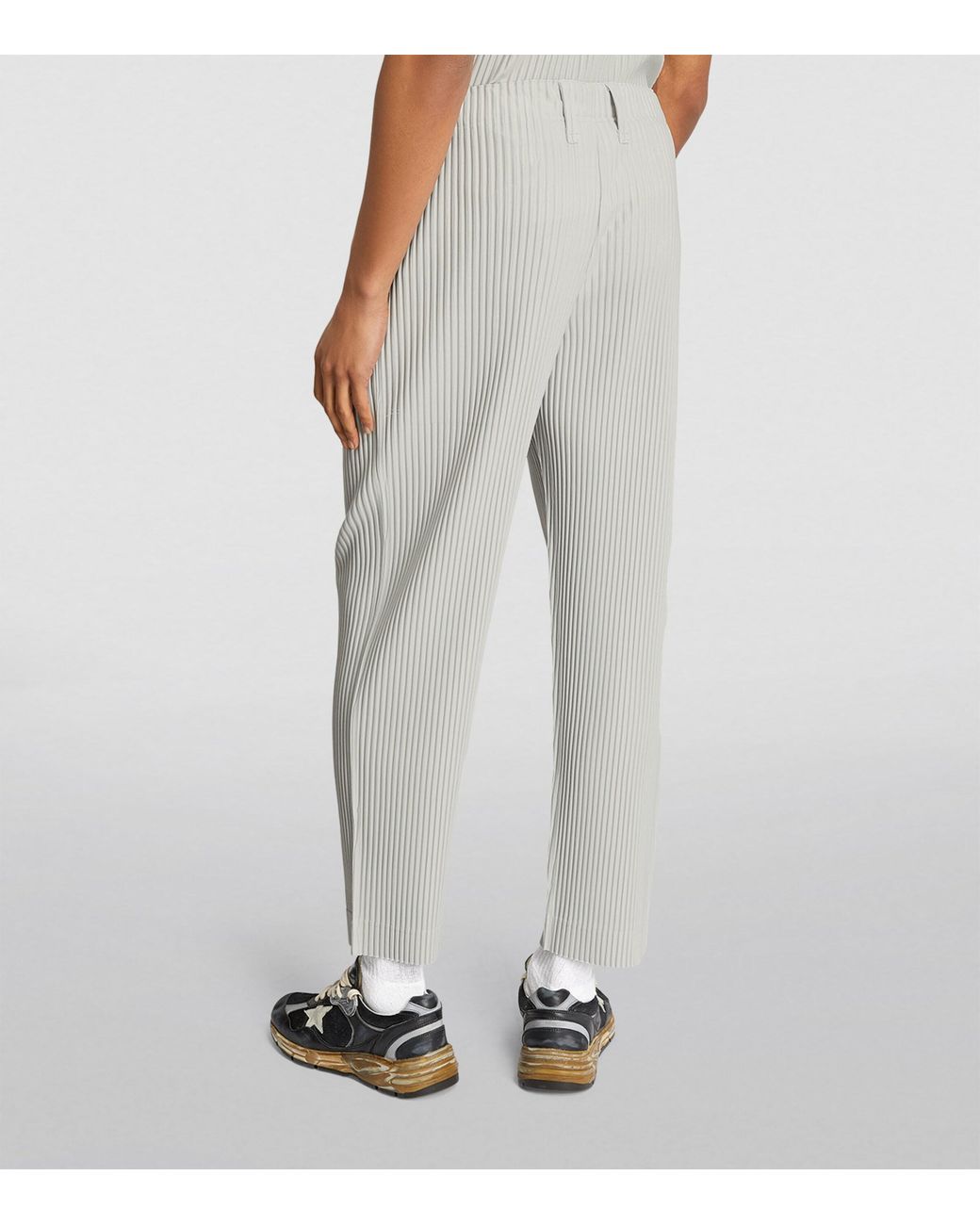 Homme Plissé Issey Miyake Gray Pleated Slim Trousers for men
