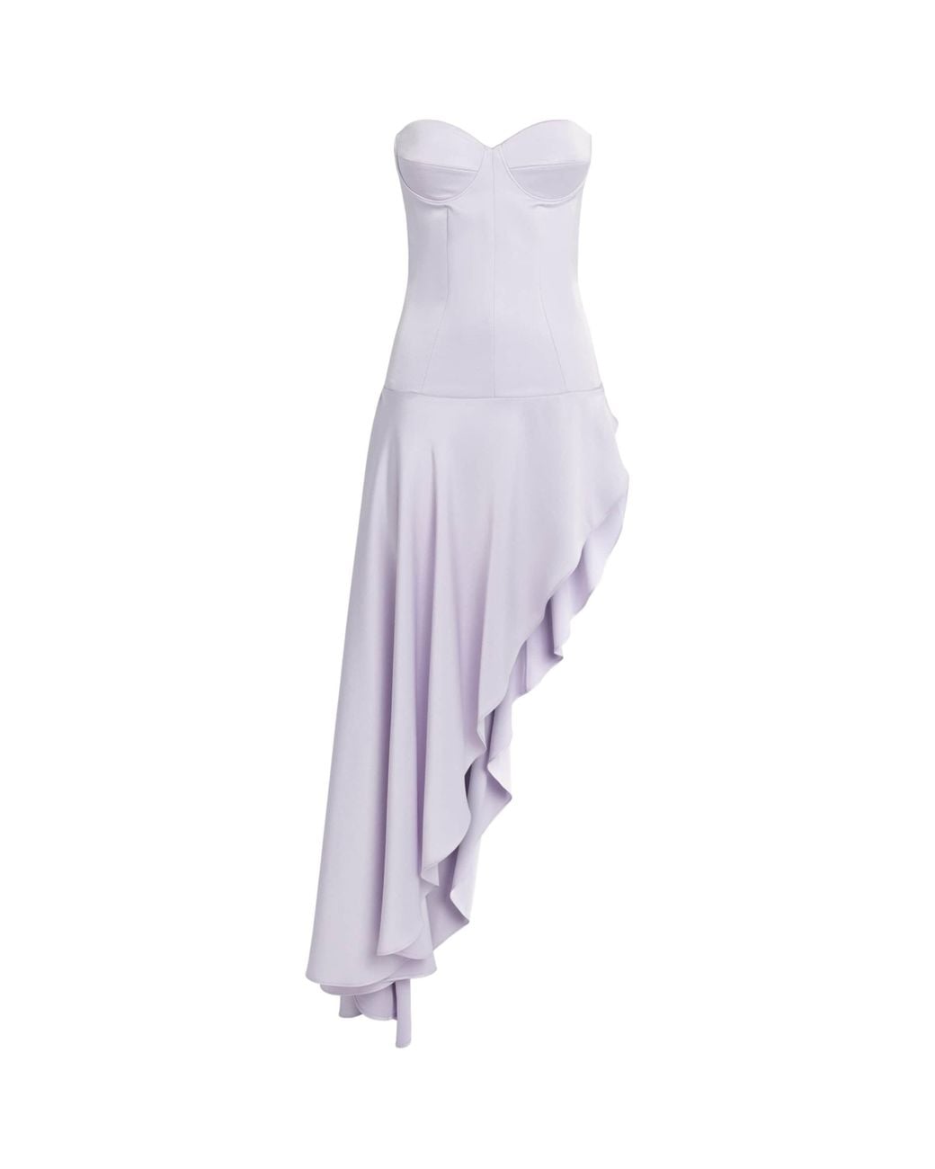 Alex Perry Purple Satin Strapless Asymmetric Midi Dress