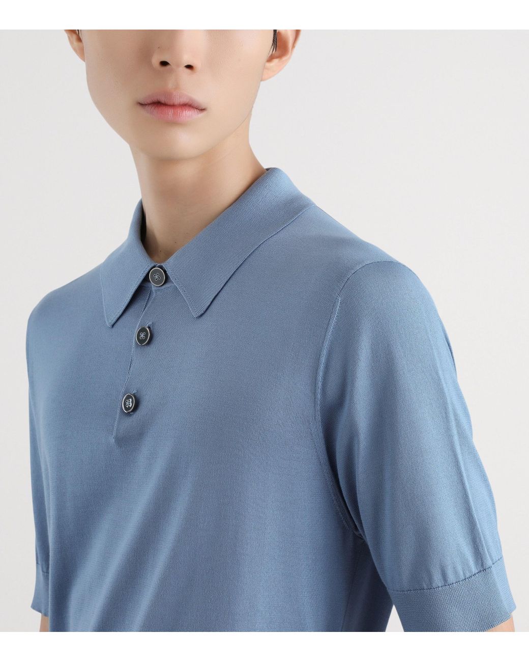 Dolce & Gabbana Blue Silk Polo Shirt for men