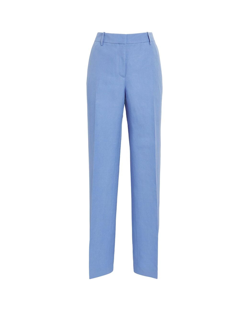 Lafayette 148 New York Blue Silk-Linen Wide-Leg Trousers