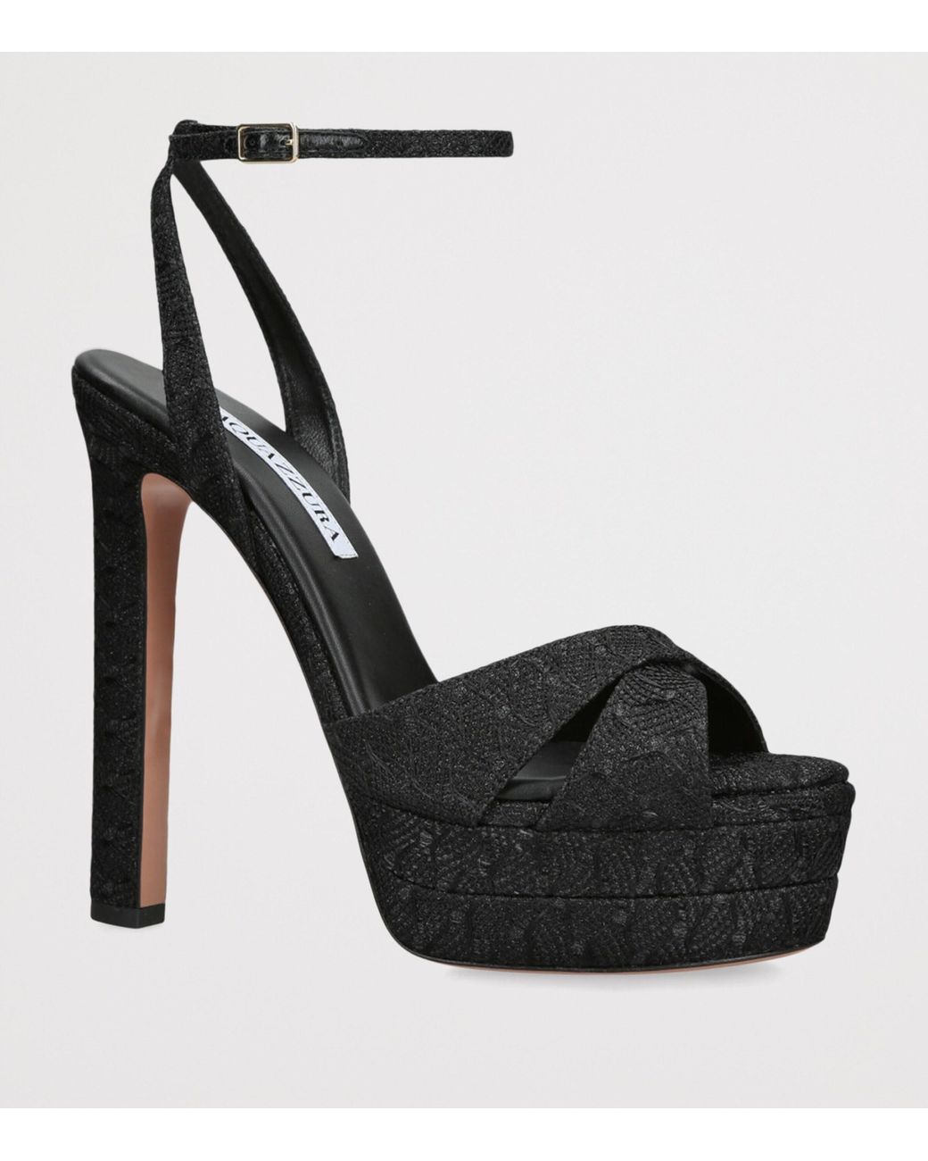 Aquazzura Black Leather Divine Sandals 130