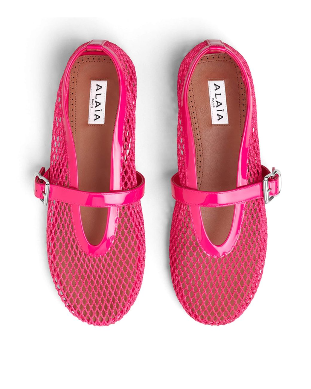 Alaïa Pink Leather Mesh Ballet Flats
