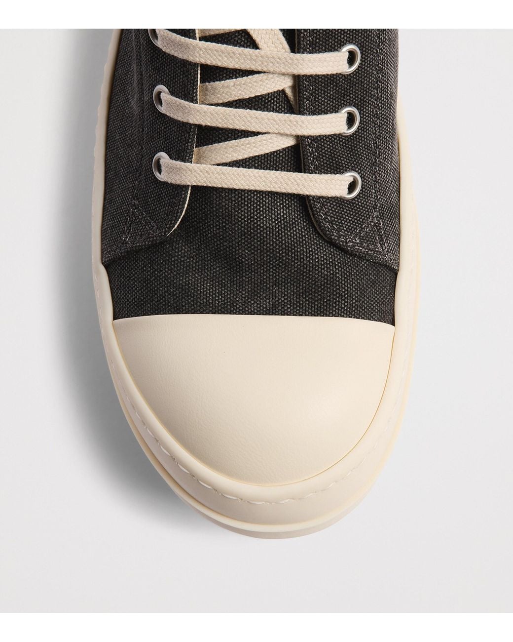 Rick Owens Black Canvas Low-Top Sneakers for men