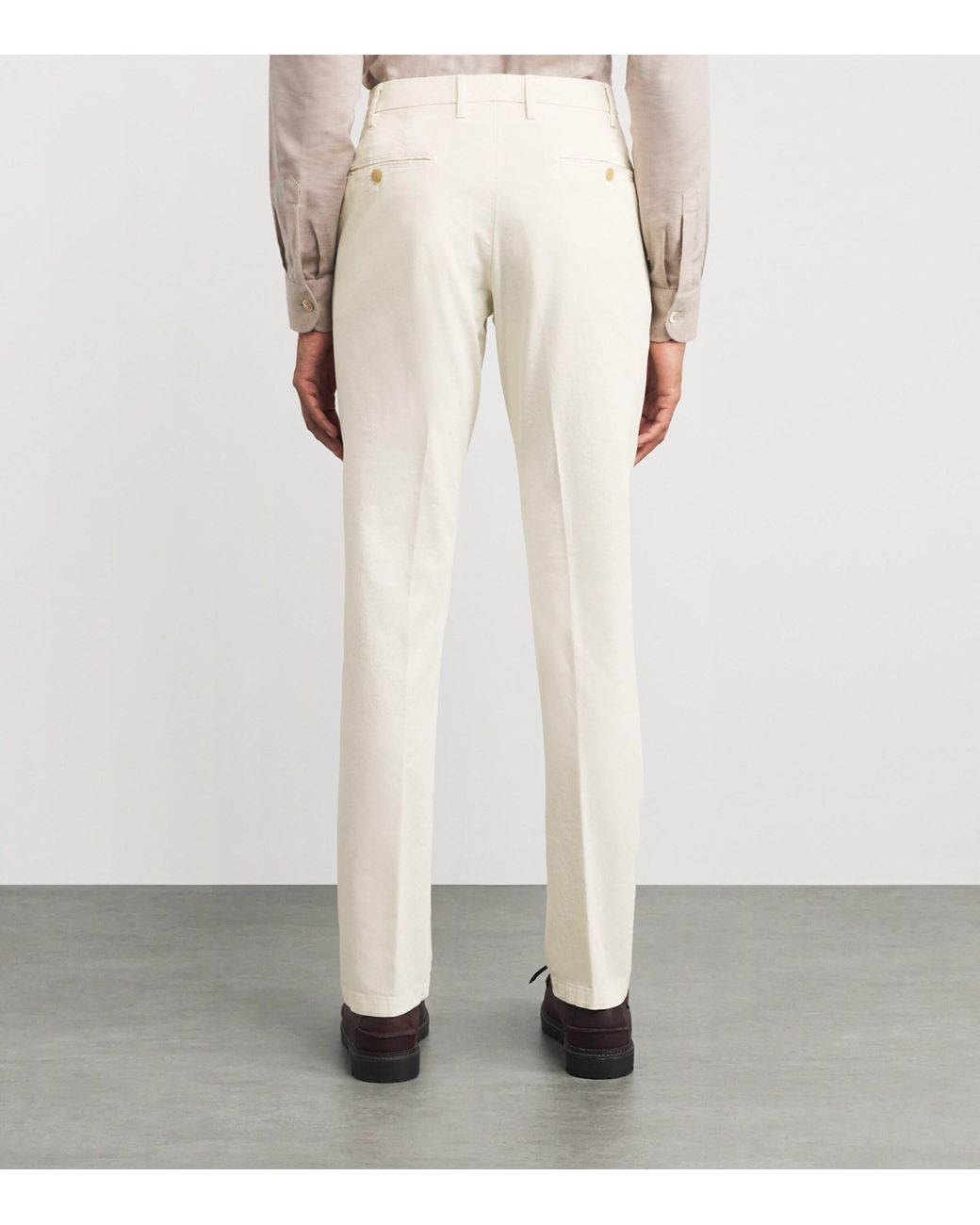 Canali White Stretch-Cotton Straight Chinos for men