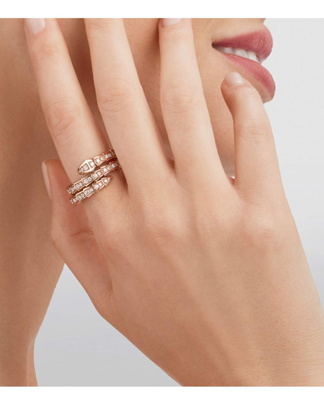 BVLGARI Pink And Diamond Serpenti Viper Ring