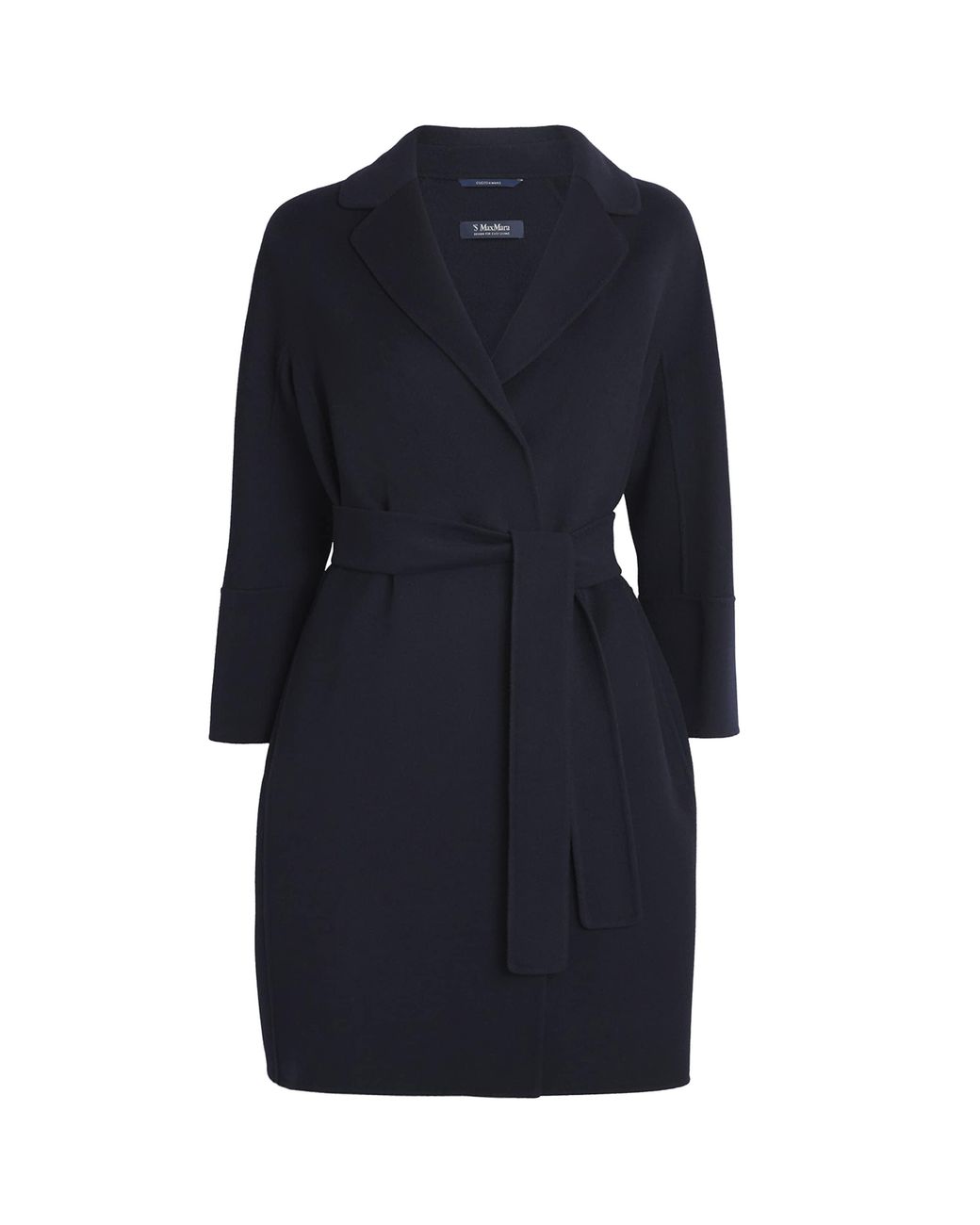 Max Mara Blue Virgin Wool Short Wrap Coat