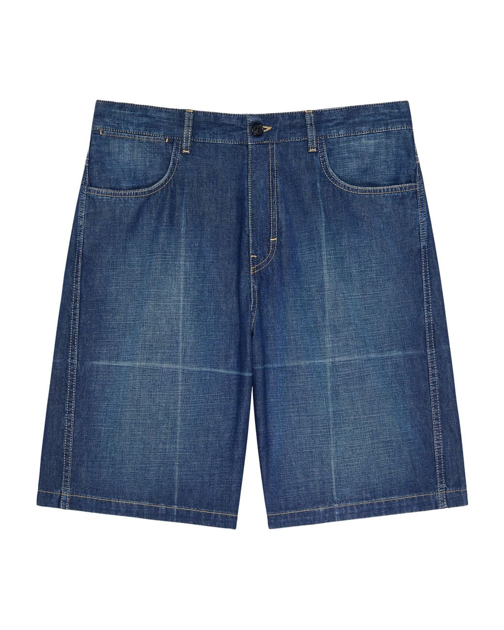 Givenchy Blue Folded-Effect Couture Seam Denim Shorts for men