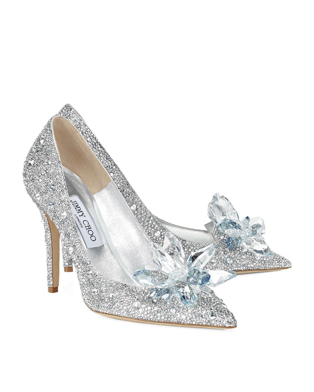 Jimmy Choo White Alia 85 Embellished Pumps
