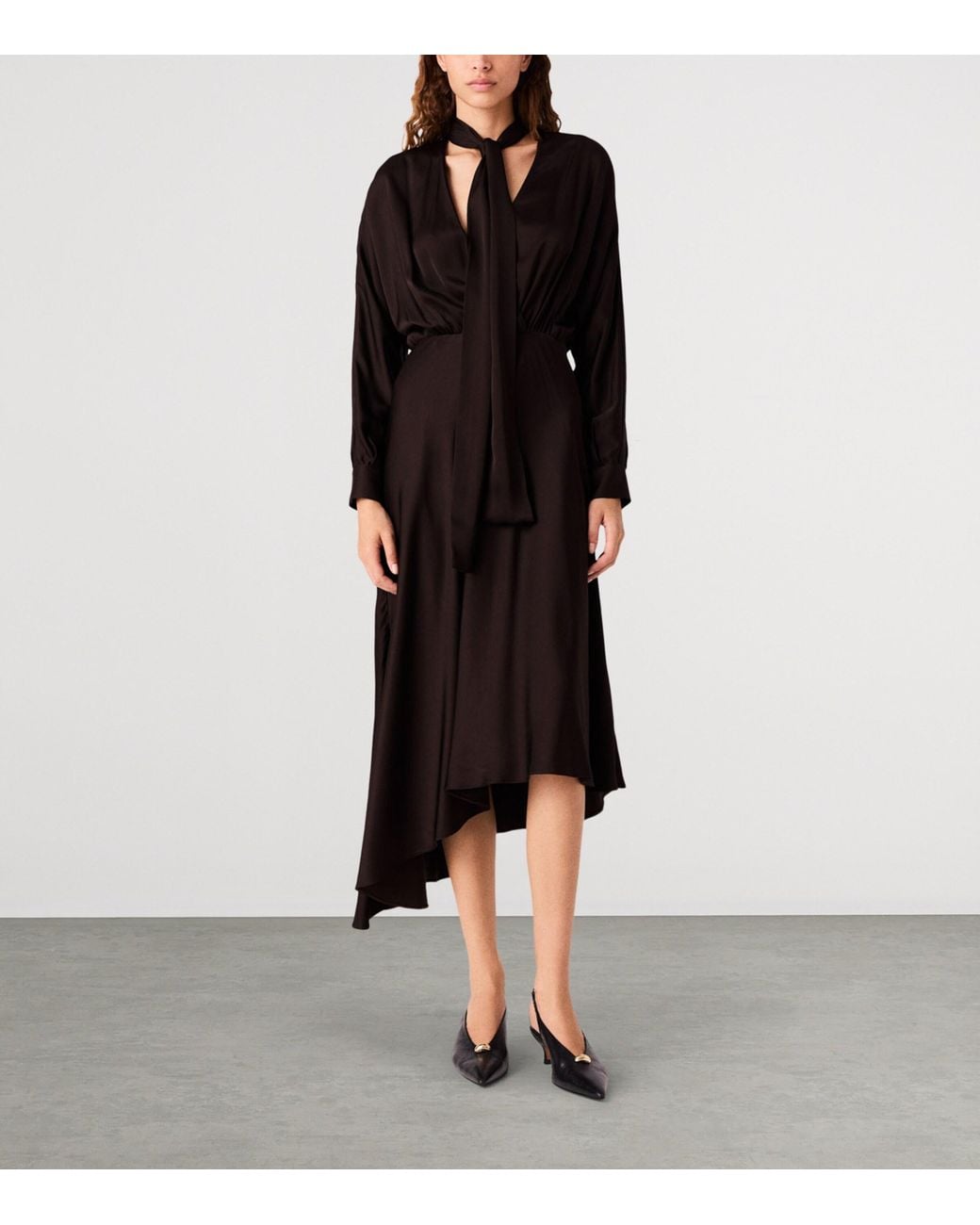 Maje Black Pussybow Midi Dress