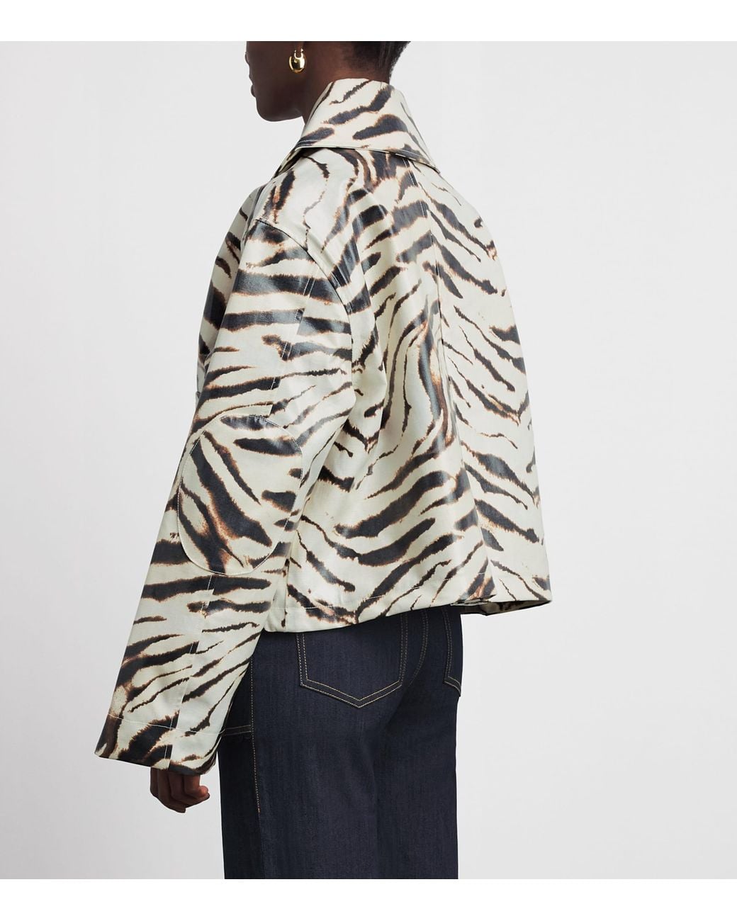 Ganni Gray Laminated Zebra Jacket
