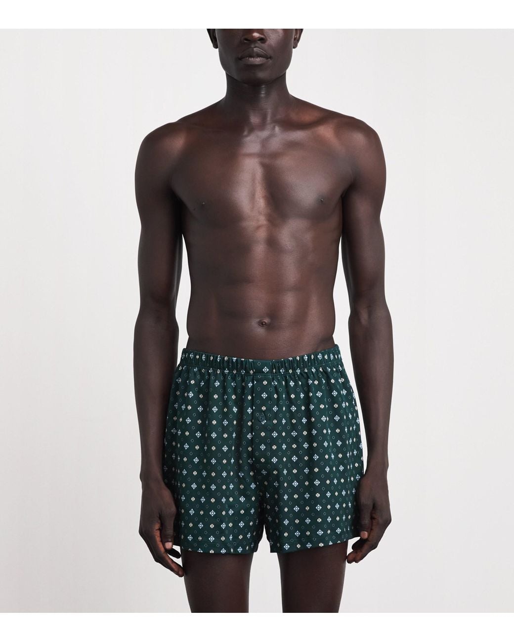 Hanro Green Cotton Boxer Shorts for men