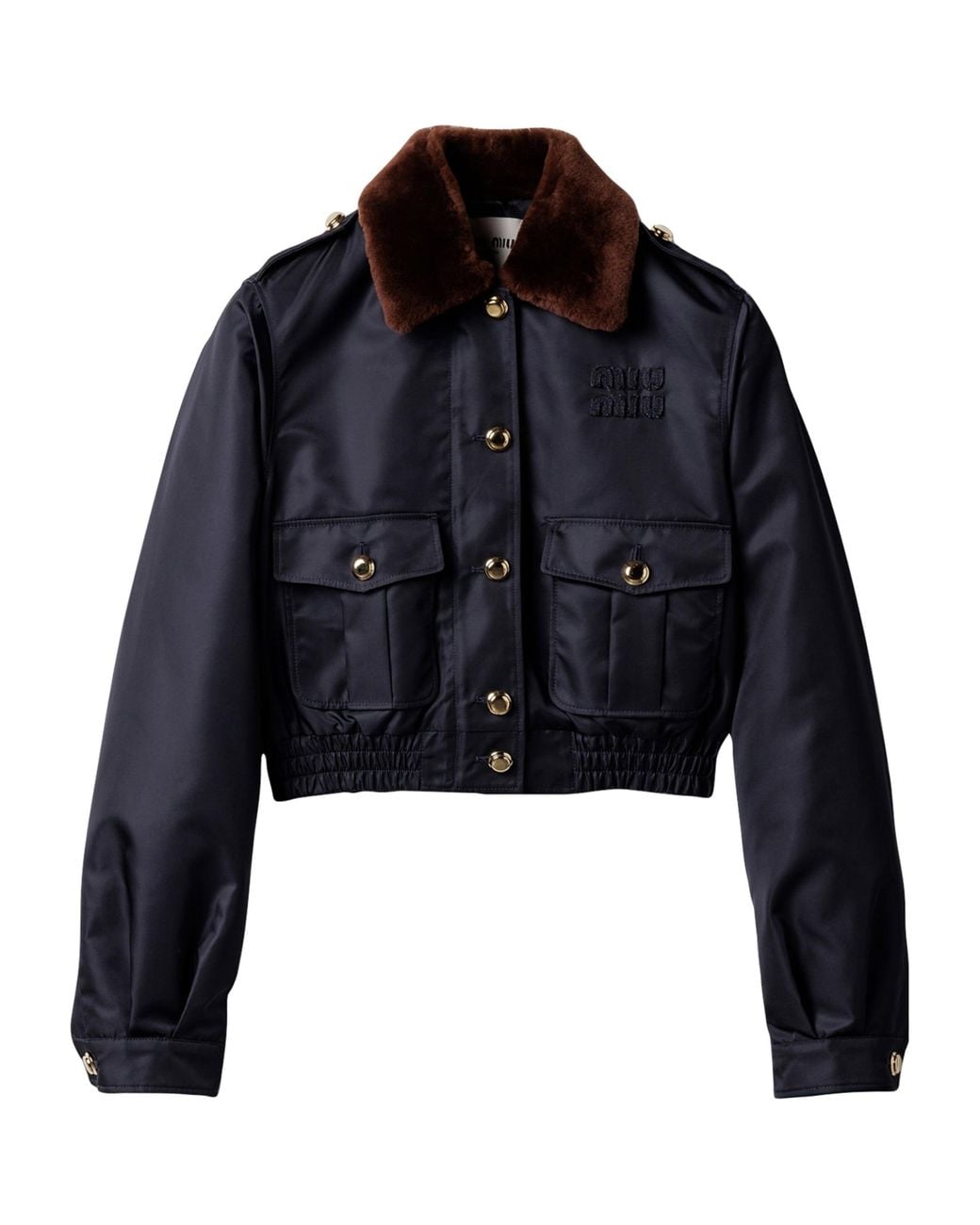 Miu Miu Blue Technical Gazar Bomber Jacket