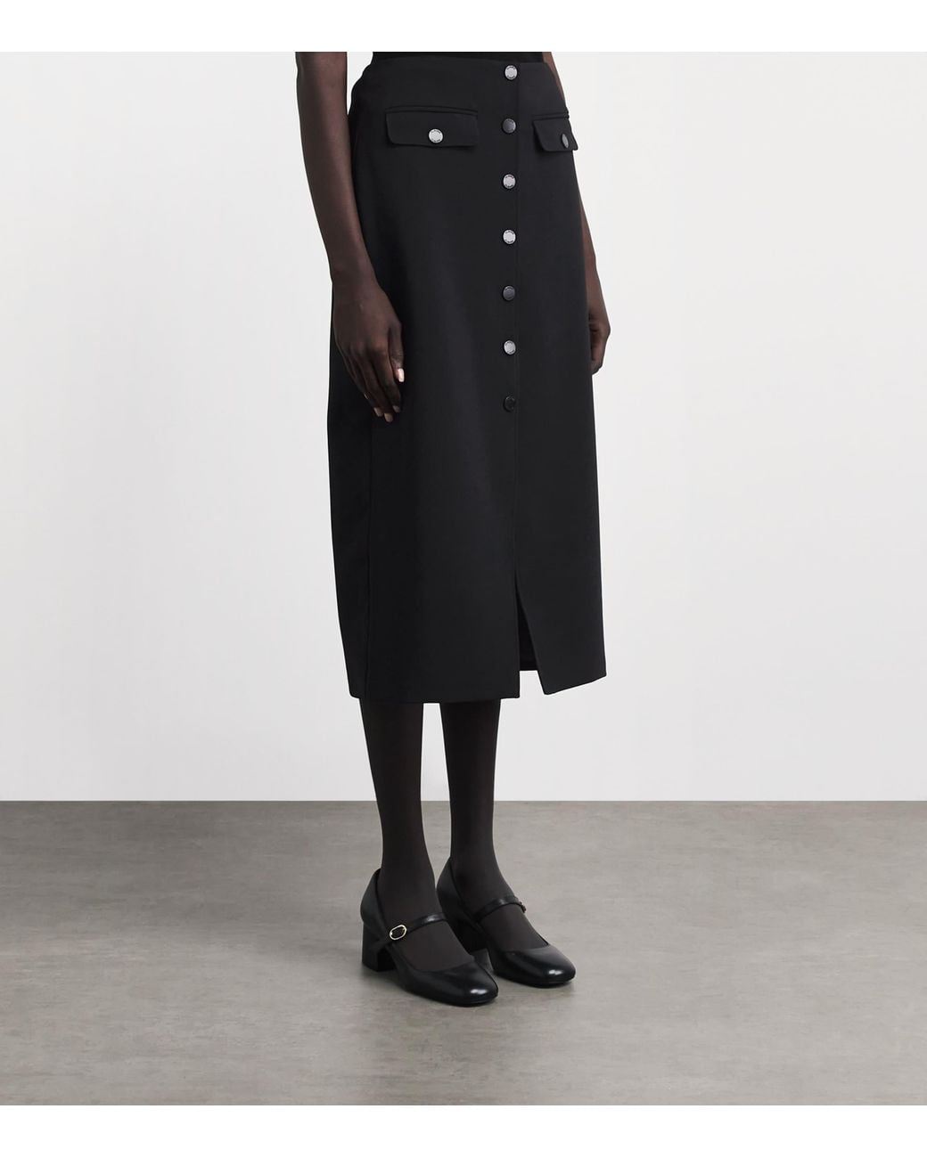 Claudie Pierlot Black Button-Front Midi Skirt