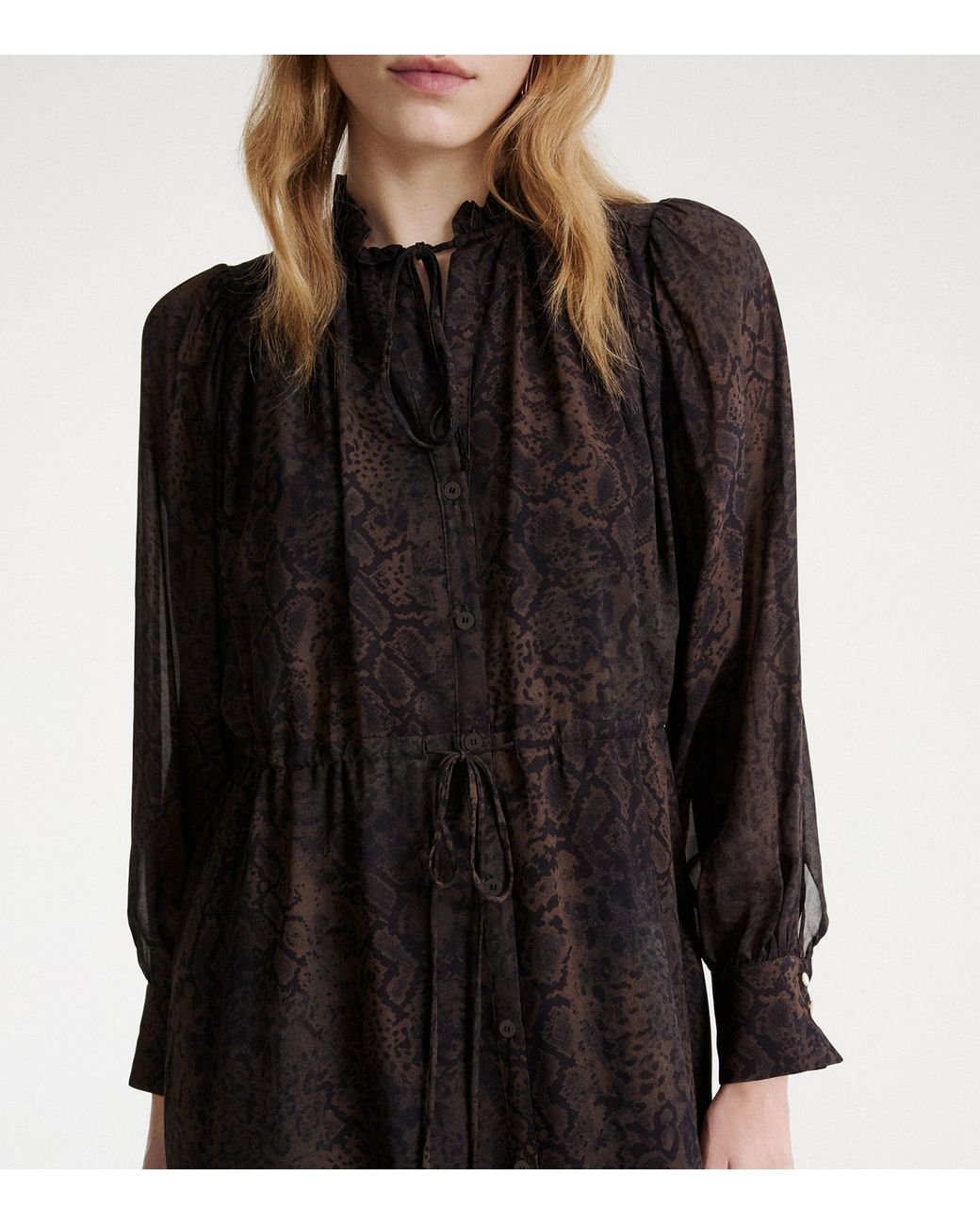 Marella Black Georgette Maxi Shirt Dress