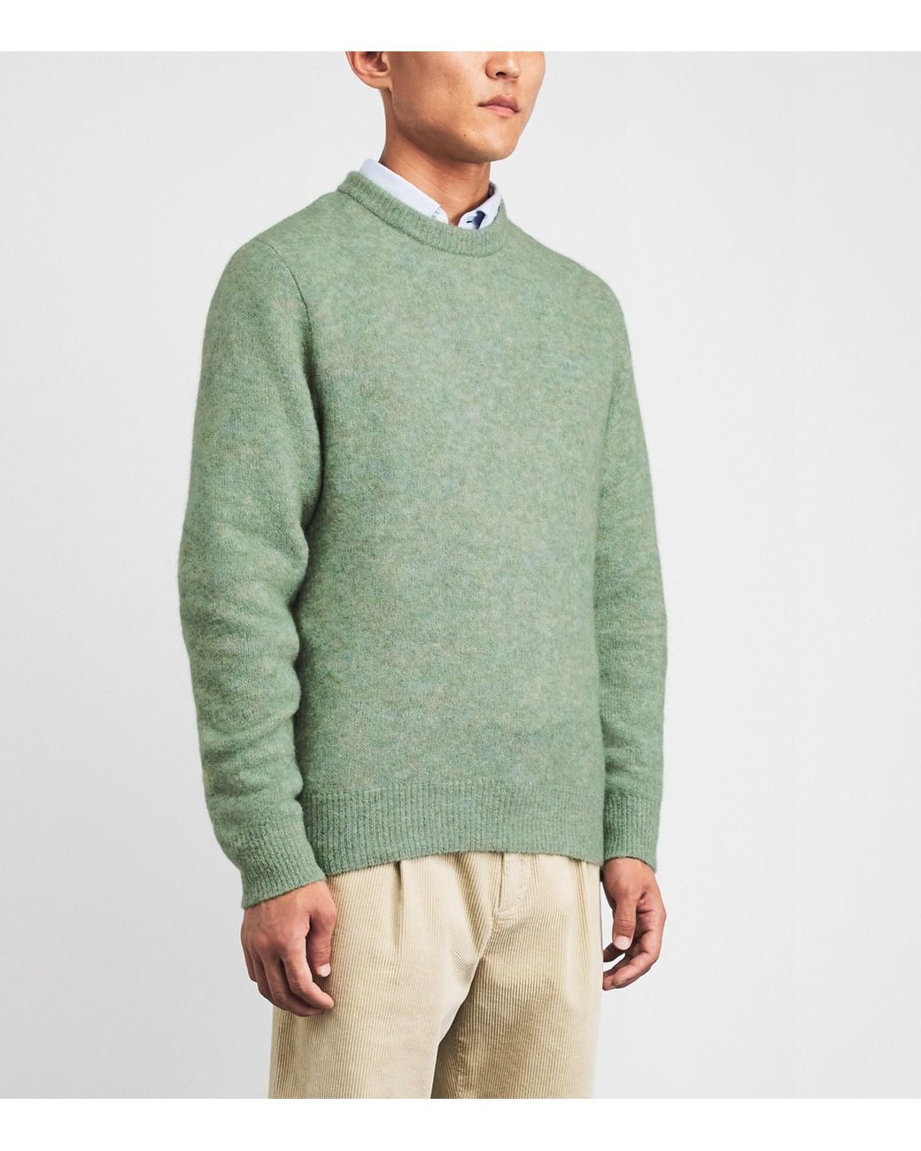 Oliver Spencer Green Wool-Blend Blenheim Sweater for men