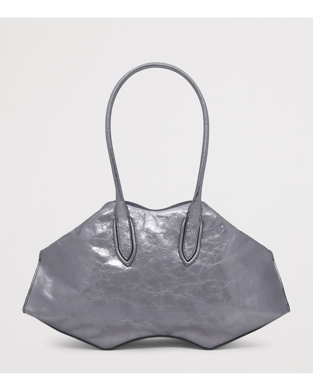 McQueen Gray Metallic Leather Manta Top-Handle Bag