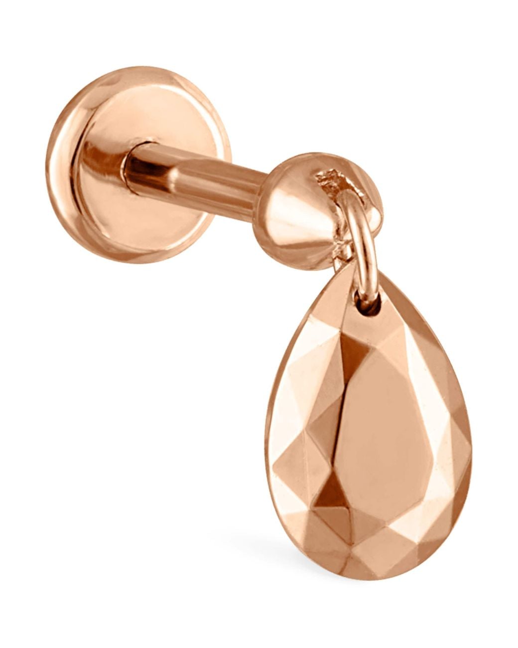 Maria Tash Natural Faceted Pear Charm Single Threaded Stud
