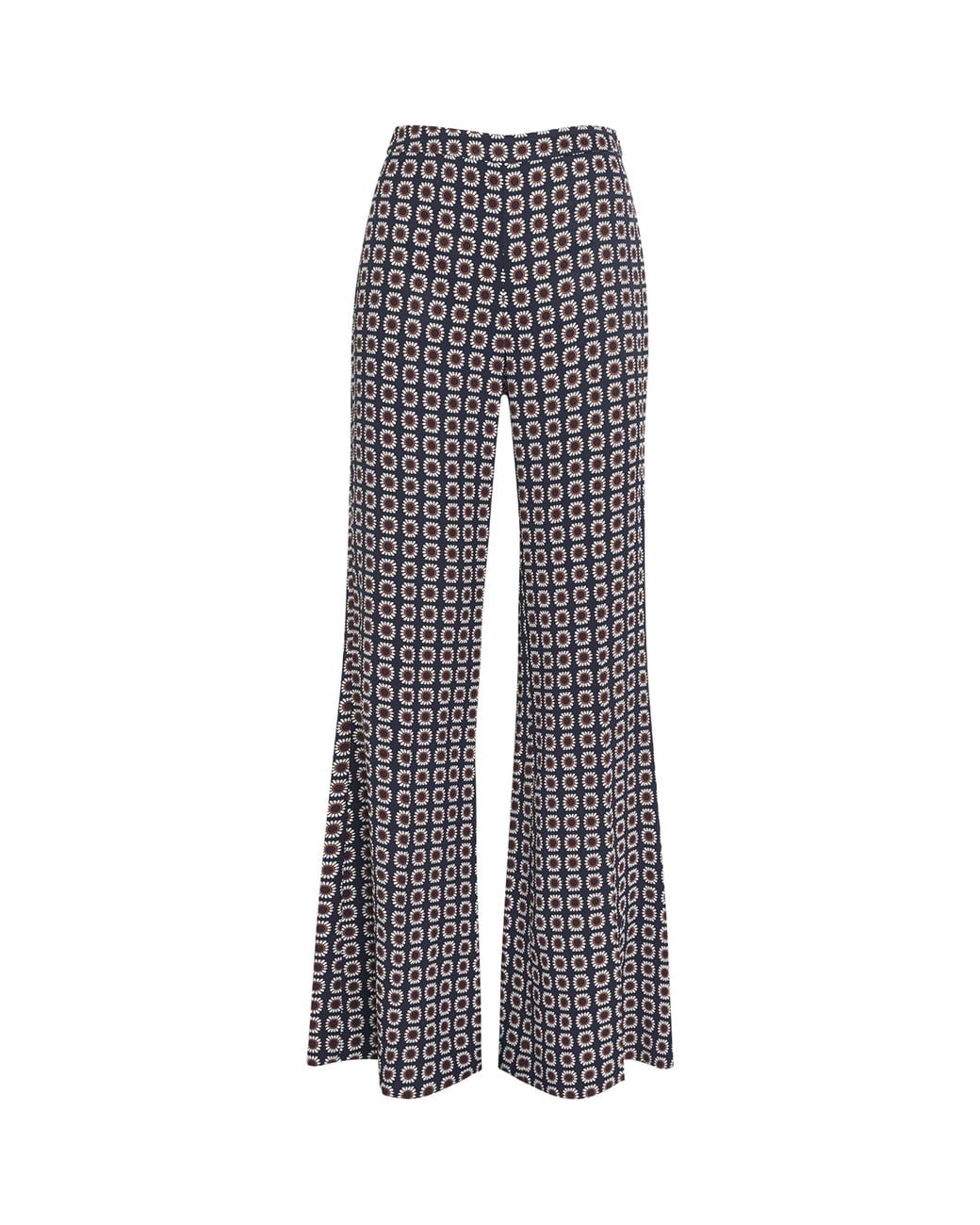 Sandro Gray Floral Print Flared Trousers